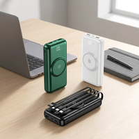 Power Bank Nirkabel 10000mAh 20000mAh Pengisian Daya Multi-kabel Layar LED Tipe-C Dual USB Pengisian Cepat Baterai Li-Polymer Portabel