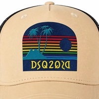 Gorra Trucker Personalizada con Diseño de Palmera, Malla Transpirable, Cierre Ajustable, Estilo Vintage Atardecer DSQ2020, Venta al por Mayor, Fabricante OEM, MOQ Bajo
