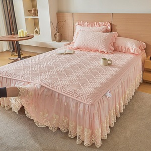 Juego de Cubrecama Bordado con Volantes de Encaje, Cubrecama Acolchado, Decoración de <span class=keywords><strong>Cama</strong></span> de Lujo, Suave y Elegante, Estilo Princesa - Product Image 6