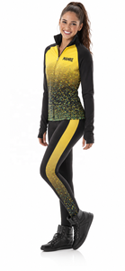 Conjunto de Calentamiento Personalizado para Equipo de Baile, Chaqueta Amarilla con Cierre Completo y Leggings, Traje de Entrenamiento para Animadoras, Ropa Deportiva para <span class=keywords><strong>Mujer</strong></span> - Product Image 4