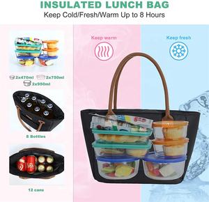 Heopono – <span class=keywords><strong>sac</strong></span> à main thermique pour adulte, fourre-tout de déjeuner isolé imperméable pour <span class=keywords><strong>femme</strong></span>, avec doublure sans BPA - Product Image 4