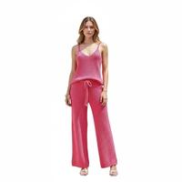 Ensemble de pyjama et de vêtements de détente en satin thermique pour femme avec pantalon large, livraison gratuite, vente en gros