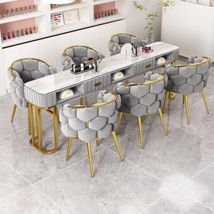 New Luxury Modern Nail Art <b>Equipment</b> Two-seater Nail <b>Salon</b> Nail Table Metal <b>Salon</b> Furniture Studio - Product Image 5