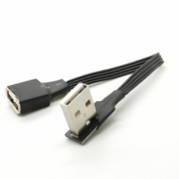FPV cinta plana silicona Mini Puerto en forma de T Mini USB macho superior e inferior 90 grados ángulo recto a USB macho Cable de datos