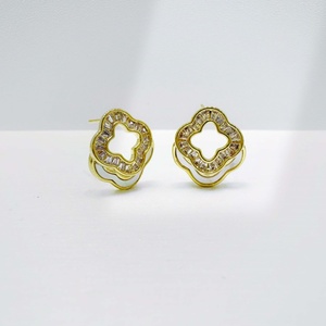 Boucles d'oreilles clous papillon en argent sterling 925 plaqué or 18 carats, zircon taille marquise, pour femme, mignonnes, pour l'été, usage quotidien - Product Image 3