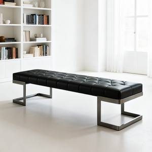 Italian Style Leather <b>Bench</b> Long Sofa Stool <b>For</b> <b>Living</b> <b>Room</b> Bedroom Entryway Modern Design High End Comfortable <b>Seat</b> - Product Image 5