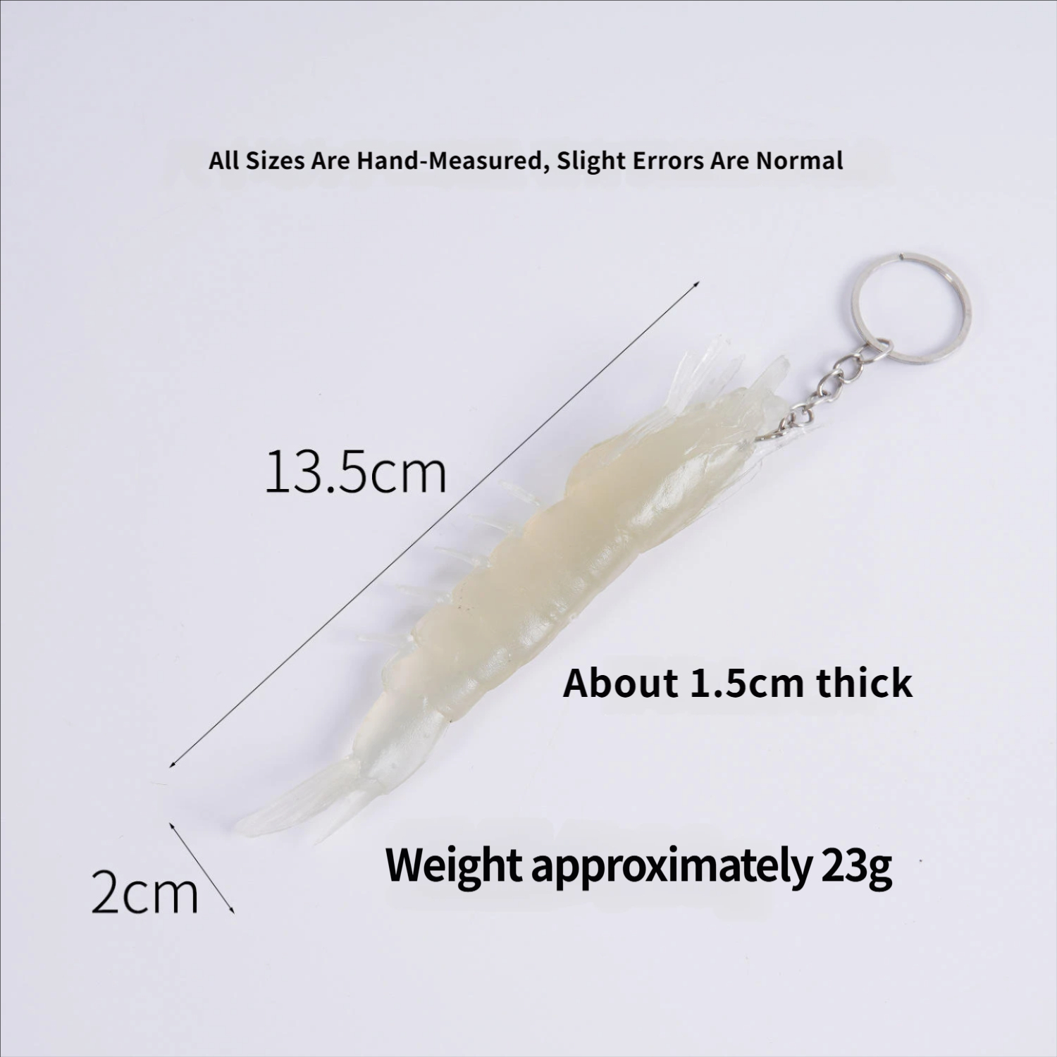 Transparent straight shrimp-no eyes-keychain