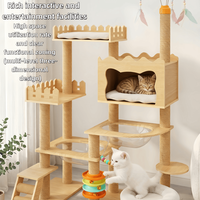 Lit d'arbre pour chat luxueux et très vendu, avec griffoir, plateforme de saut en bois et jouet interactif intégré