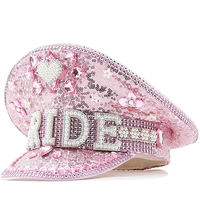 Chapeau de mariée rose à sequins, strass et perles en forme de cœur, pour enterrement de vie de jeune fille, mariage, festival, unisexe, fête, décontracté, plage - Vente en gros, MOQ 3