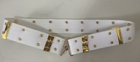 Ceinture PP de couleur blanche de haute qualité avec 2 rangées 36 pièces œillets de couleur or avec boucle en alliage de Zinc