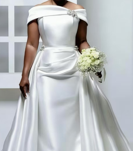 S0505Y 2026 <span class=keywords><strong>Abito</strong></span> <span class=keywords><strong>da</strong></span> <span class=keywords><strong>sposa</strong></span> a sirena in raso aderente con spalle scoperte e strascico rimovibile, <span class=keywords><strong>taglie</strong></span> <span class=keywords><strong>forti</strong></span>, bestseller - Product Image 2