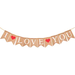 Outdoor party Love I love you party pull flag linen flag banner