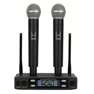 Uhf <b>Wireless</b> <b>Microphone</b> Set 2 Handheld With Receiver Dual Channel Professional Karaoke Stage Use - Product Image 1