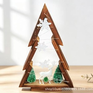 Wooden Christmas <b>Tree</b> <b>Ornament</b> Medium Size Hanging Desk Decoration For Home Holiday Display - Product Image 4