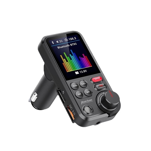 Bluetooth Car Wireless FM Transmitter Radio Adapter Aux QC3.0 Charging Treble Bass Sound Music Player 1.8"QC3.0 PD USB Charger