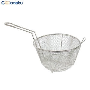 Cesta de freír de acero inoxidable de forma redonda con asa y soporte frontal de malla fina - Product Image 4