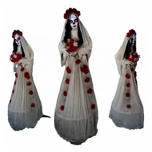 Halloween And Day Of Death Decoration Animated 5.7' Life Size Standing Zombie Bride Spooky Halloween Haunted House Prop