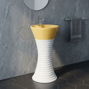 Lavabo de Cerámica de Alta Calidad de Una Pieza con Pedestal Completo para Exportación - Product Image 6