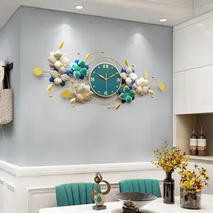 Home Decoration Nordic Flower Peacock Wholesale Modern Living Room Metal Wall Clock