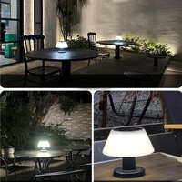Lampe de table solaire pour jardin, rechargeable, IP65, LED, commande par bouton, 4 niveaux de luminosité réglables, résistante à l'eau, lumière de nuit moderne