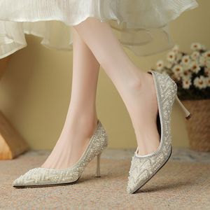 Babouches de luxe 7 cm à talon perlé pour mariage et soirée, chaussures à talon mule - Product Image 4