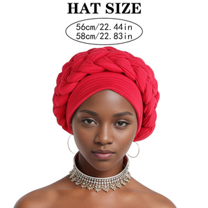 Nigéria Wrap Head <span class=keywords><strong>Bonnet</strong></span> prêt à porter <span class=keywords><strong>femme</strong></span> Headtie Autogele 2024 tissu doux tresse Halo Turban casquette femmes africaines tête enveloppes - Product Image 3