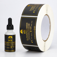 Étiquettes personnalisées pour flacons compte-gouttes d'huile de croissance de barbe, autocollants en vinyle imperméables avec estampage à chaud doré pour emballages de soins de la peau