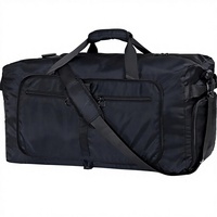 Sac de voyage de grande capacité 65L pour hommes et femmes, bagage de voyage noir imperméable avec compartiment à chaussures