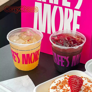 Gobelets personnalisés écologiques en PET recyclé pour boissons froides, avec couvercles durables en plastique transparent, pour les cafés, la vente au détail et les entreprises de livraison à emporter. - Product Image 1