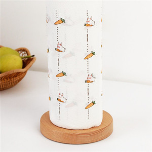 Beech Wood <b>Paper</b> Towel Holder Natural Color Round Free Standing <b>Kitchen</b> Roll Stand Eco Friendly Scandinavian Design - Product Image 3