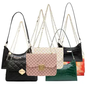 2023 Korean Alligator Underarm Zipper Bag Wholesale PU Ladies Shoulder Bag Fashion Women's Chain Bag