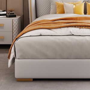 <strong>Latest</strong> Modern King Size Double <strong>Bed</strong> Industrial <strong>Design</strong> Style Leather Furniture with Wooden Frame Designer <strong>Bed</strong> - Product Image 4