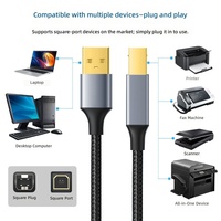 Kabel Printer USB 2.0 Nylon AM ke BM untuk Komputer