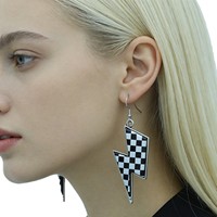 Comiya Western – boucles d'oreilles à motif damier multicolore en alliage de Zinc pour femmes, bijoux polyvalents unisexes, cadeaux à la mode