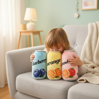 Coussin en peluche doux en forme de canette de soda, taille personnalisée, pour décoration de voiture et de maison