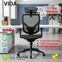Chaise de bureau ergonomique en maille pour directeur, avec accoudoirs 4D coulissants, adaptatifs automatiquement, soutien lombaire confortable et vérin à gaz de classe 4