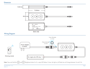 SKYDANCE 1-Kanal RF Drahtloser CV 5A 5-24VDC <span class=keywords><strong>3</strong></span>-Tasten <span class=keywords><strong>PWM</strong></span> Dim LED-Controller für Dimmbare Einzel-LED-Lichtstreifen - Product Image 3