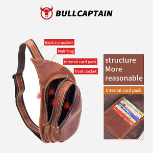 BULLCAPTAIN กระเป๋าหนังสะพายข้างผู้ชายหนังเครซี่ฮอร์สกระเป๋าคาดหน้าอกแฟชั่นใหม่กระเป๋าใส่บัตรอเนกประสงค์กระเป๋าใส่โทรศัพท์มือถือ - Product Image 3