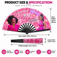 Éventails à main vintage en gros, éventails claquant de 13 pouces (33 cm) en plastique, bambou, bois, pour événements de rodéo, personnalisables avec nom et photo