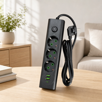 Multiprise européenne avec ports USB disponible en noir et blanc, adaptée pour l'Asie centrale et le Moyen-Orient, dotée d'un port Type-C