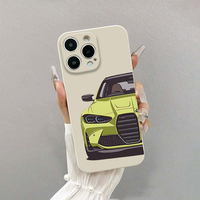 Coque de téléphone portable à bord droit avec impression de voiture de sport verte au style cool pour iPhone X Xr Xs 11 12 13 14 15 16 17 Pro Max