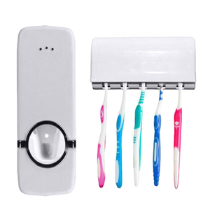 Wholesale 2026 Eco-Friendly Automatic <b>Toothpaste</b> <b>Dispenser</b> and Holder Two-piece Plastic Bathroom Wall Accessories - Product Image 1
