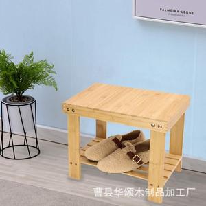 Hua Song Bamboo <b>Step</b> <b>Stool</b> With Storage Natural Wood Color Multi Functional Mini Shoe <b>Stool</b> - Product Image 3