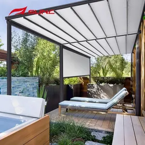 Electric White Cheap Pergola with Retractable Roof Sun Shade Bioclimatic Motorized Outdoor Pergola Gazebo