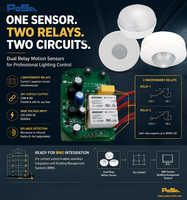Sensor de Movimiento PIR de Doble Relé 220-240V, Sensor de Presencia para Techo con Control Remoto IP55, Interruptor de Control de Iluminación