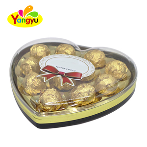 Bonbons au chocolat en forme de cœur, enrobés de feuille d'or, certifiés halal, en boîte métallique, vente en gros - Product Image 5