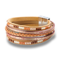 Boho Fait Main Fermoir Magnétique Tissé Couches En Cuir Perle De Rocaille Charme Amitié Bracelet Tresse Géométrique Bracelet pour Femmes Cadeau
