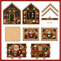 Kits de maison de Noël DIY perlés, ornements de village faits main en plastique et bois, décorations de Noël de table, magasin de jouets Casse-Noisette
