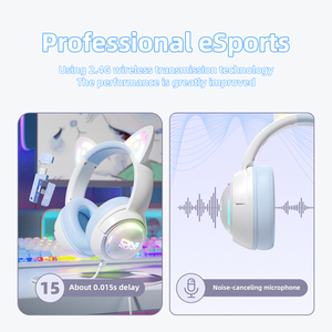 ONIKUMA GT838 Cat Ear Children's Wireless Headset 2.4G <b>USB</b> Type-C Comfortable In-Ear Over-Ear Game Headset Dynamic Mobile Phone - Product Image 4