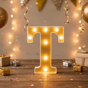 Grande oro lettera T LED luce tendone festa di illuminazione senza batteria - Product Image 3